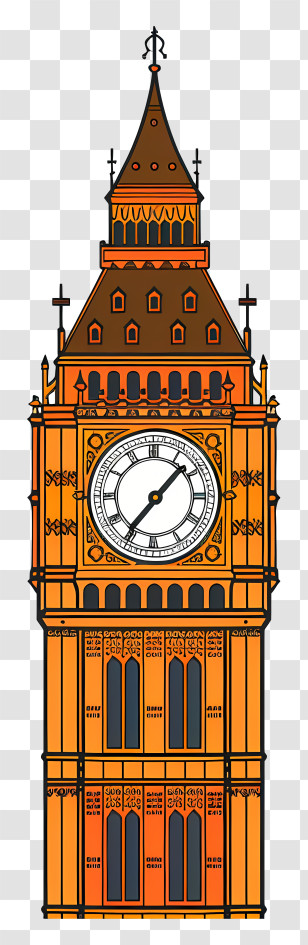 Big Ben - Iconic Big Ben Tower Illustration In Flat Design Transparent PNG