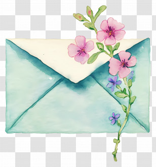 Letter Paper Flower - Envelope With Pink Flowers Transparent PNG