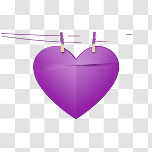 Purple Heart Day - Romantic Purple Paper Heart Hanging On String Transparent PNG