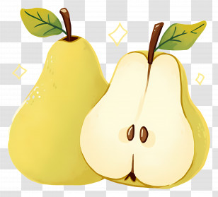 Cartoon Pears - Yellow Pear Illustration With Sliced View Transparent PNG