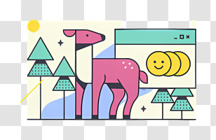 Pink Deer - Deer In Forest With Nature Elements Transparent PNG