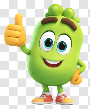 Mascot Thumbs Up - Green Cartoon Character Giving Thumbs Up Transparent PNG