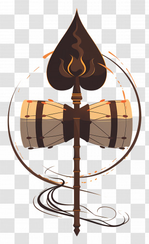 Trishul - Traditional Drum And Spear Transparent PNG