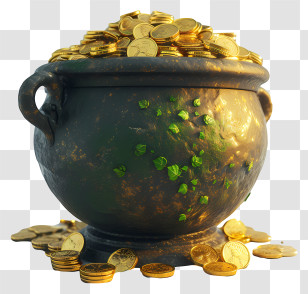 Pot - Pot Of Gold Coins With Rich Texture Transparent PNG