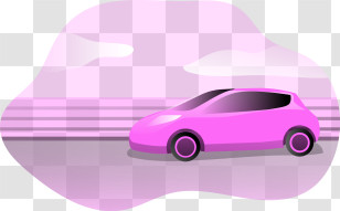 Icon - Pink Car On The Road Transparent PNG