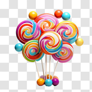 National Lollipop Day - Vibrant Lollipop Bouquet In Candy-Themed Design Transparent PNG