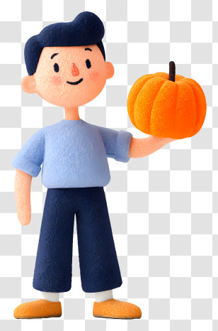 Man Holding Pumpkin - Cute Boy Holding Pumpkin Transparent PNG