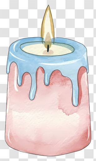 Watercolor Cake - Dripping Candle With Blue Wax Transparent PNG