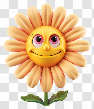 Flower - Emoji Flower With A Smiling Happy Face Transparent PNG