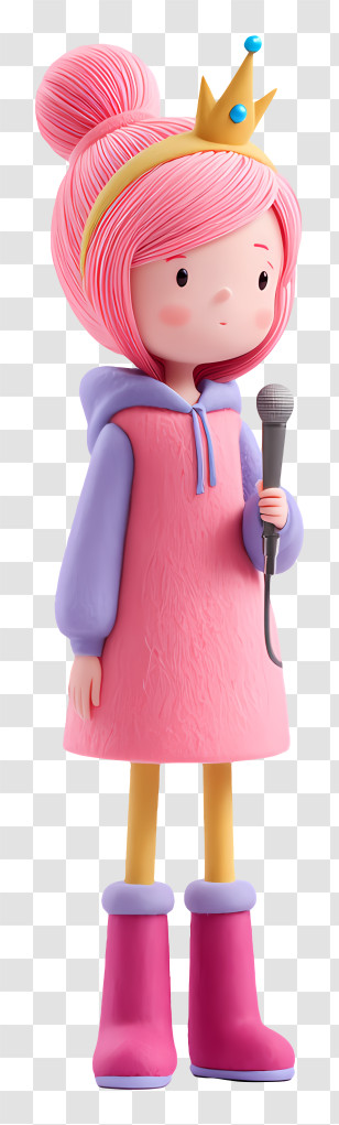 Princess Bubblegum Holding Microphone - Pink Princess With Microphone Transparent PNG