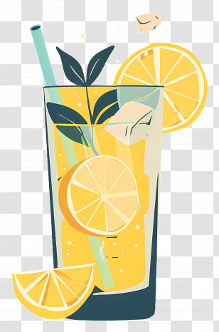 Lemonade - Refreshing Lemonade With Lemon Slices And Ice Transparent PNG