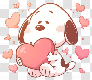 Snoopy Love - Adorable Cartoon Dog With A Pink Heart Transparent PNG