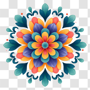 Colorful Floral Mandala - Colorful Mandala Design Transparent PNG