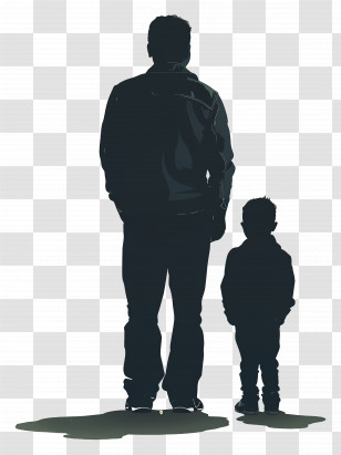 Father And Son - Silhouette Of A Man And Child Standing Transparent PNG