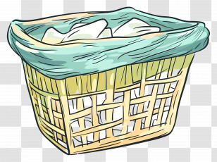 Laundry Basket - Wicker Laundry Basket With Clothes Transparent PNG