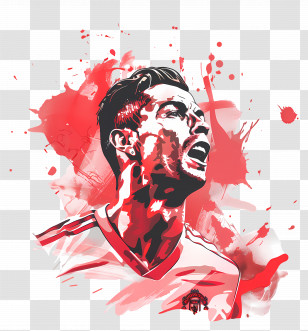 Cristiano Ronaldo - Dynamic Soccer Player In Red Transparent PNG