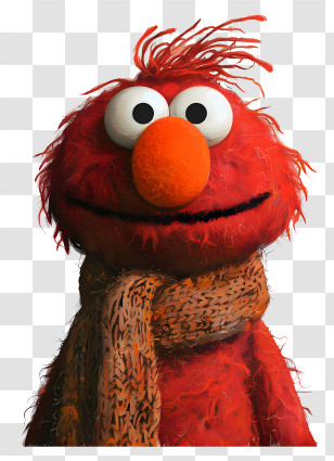 Elmo - Red Cartoon Character With Scarf Illustration Transparent PNG