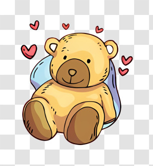 Yellow Teddy Bear - Cute Teddy Bear With Hearts Transparent PNG