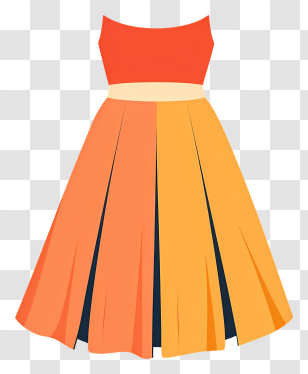 Skirt - Orange Dress With Yellow And Red Accents Transparent PNG