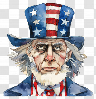 Uncle Sam - Uncle Sam Portrait In Watercolor Style Transparent PNG
