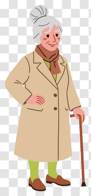 Old Woman With Stick - Elderly Woman With Cane Transparent PNG