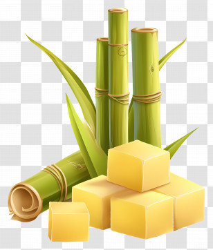 Sugar Cane - Fresh Sugarcane And Cubes Transparent PNG