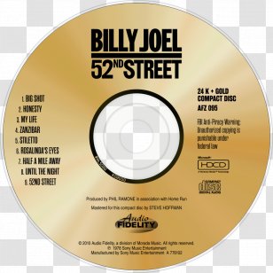 Compact Disc 52nd Street Disk Storage Image Gold - Billy Joel Transparent PNG