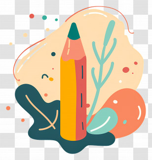 Colored Pencil - Orange Pencil With Artistic Background Transparent PNG