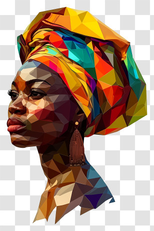 Black History Month - Woman Portrait In Multicolor Geometric Style Transparent PNG