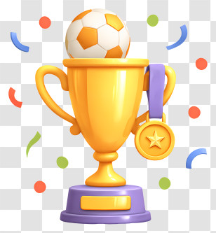 Golden Trophy - Gold Soccer Trophy With Medal Transparent PNG