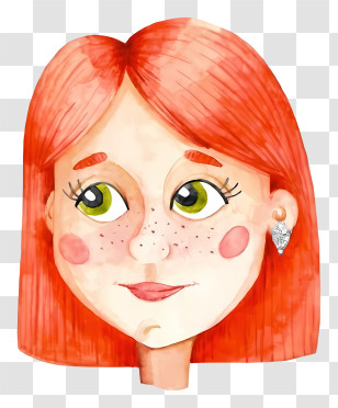 Woman Face - Red-haired Girl With Freckles Transparent PNG