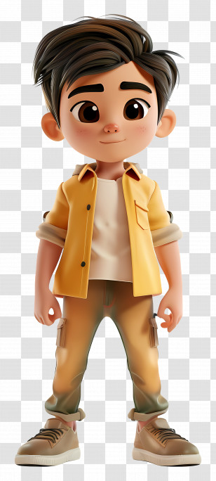 3d Boy Avatar - Cartoon Boy In Yellow Shirt Transparent PNG