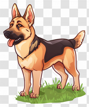 Dog German Shepherd - German Shepherd Standing On Grass Transparent PNG