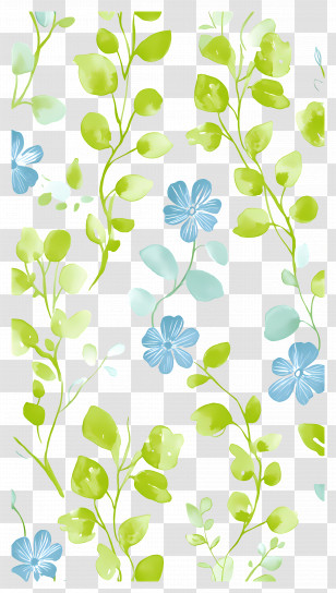 Flower Background - Green And Blue Leafy Pattern Transparent PNG