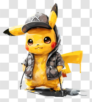 Pikachu - Stylish Pikachu In Hoodie And Cap Transparent PNG