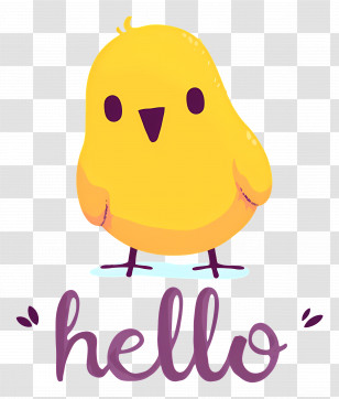 Cute Bird - Yellow Cartoon Bird Saying Hello Transparent PNG