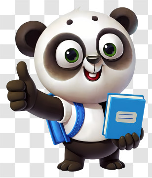 Panda For School - Happy Panda Student Mascot Transparent PNG