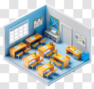 School Class - Classroom Interior With Modern Layout Transparent PNG