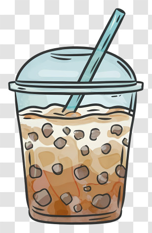 Clear Plastic Cup - Bubble Tea With Boba Pearls Illustration Transparent PNG