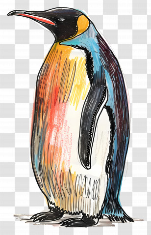Emperor Penguin - Colorful Penguin Illustration Transparent PNG