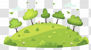 Grass Hill - Cartoon Grassy Hill With Trees Transparent PNG