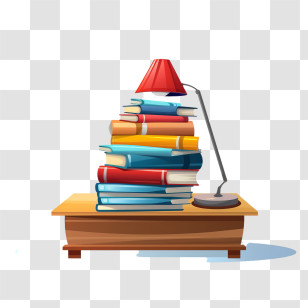 International Literacy Day - Stack Of Books With Lamp On Table Transparent PNG