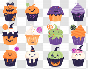 Halloween Cupcakes - Cute Spooky Halloween Cupcakes Transparent PNG