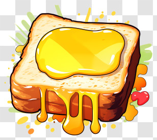 Toast With Egg - Toast Topped With Rich Golden Melted Butter Transparent PNG