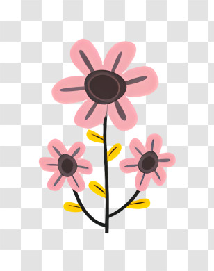 Flower - Pink Doodle Flowers Cartoon Drawing Transparent PNG