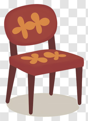 Armchair - Red Wooden Chair With Floral Design Transparent PNG