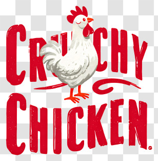 Crunchy Chicken Logo - Crunchy Chicken White Rooster Logo Transparent PNG