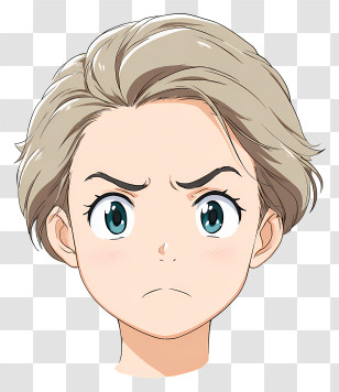 Anime Facial Expression - Angry Anime Girl With Short Blonde Hair Transparent PNG