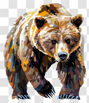 Grizzly Bear - Colorful Brown Bear Transparent PNG
