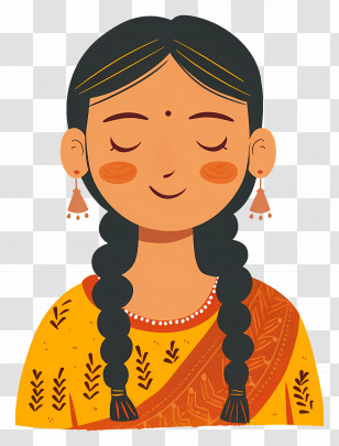 Indian Woman - Cute Girl With Braids Transparent PNG